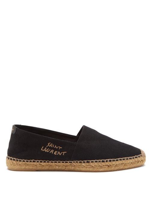 Saint Laurent - Logo-embroidered Canvas Espadrilles - Mens - Black