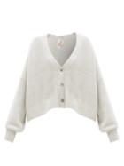 Matchesfashion.com Joostricot - Smiley-intarsia Merino-blend Cropped Cardigan - Womens - Light Grey