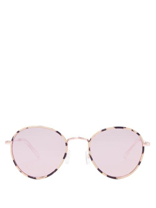 Matchesfashion.com Le Specs - Zephyr Deux Round Frame Sunglasses - Womens - Pink Multi
