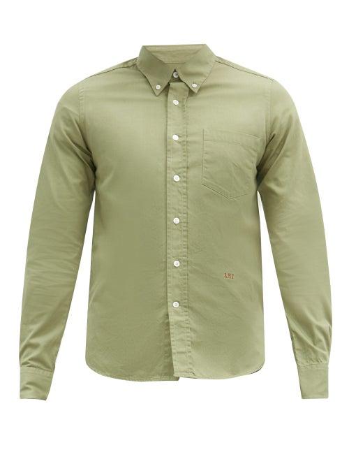 Matchesfashion.com Ami - Logo-embroidered Cotton Shirt - Mens - Green