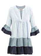 Matchesfashion.com Casa Raki - Delfina Tiered Organic Linen Mini Dress - Womens - Blue Stripe