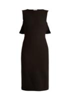Matchesfashion.com Osman - Cassidy Cape Back Wool Crepe Dress - Womens - Black