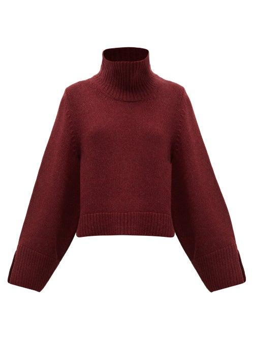 Matchesfashion.com Khaite - Marion Roll-neck Cashmere Sweater - Womens - Burgundy