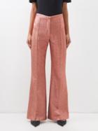 Raey - Flared Silk-blend Lurex Trousers - Womens - Pink Multi