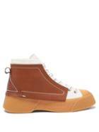 Jw Anderson - High-top Leather Trainers - Womens - Tan Multi