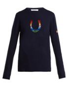 Matchesfashion.com Bella Freud - Horseshoe Rainbow Cashmere Blend Sweater - Womens - Navy