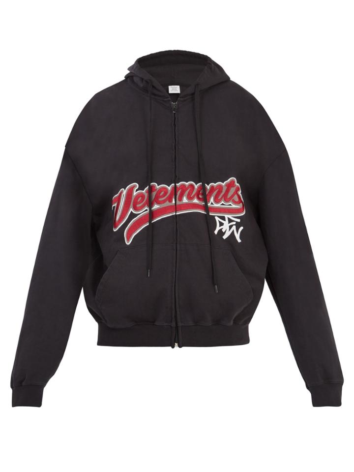 Vetements Hooded Logo-embroidered Jersey Sweatshirt