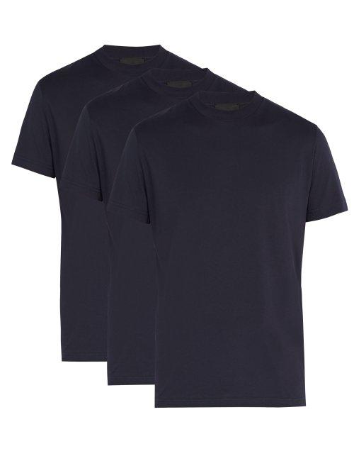 Matchesfashion.com Prada - Set Of Three Cotton Jersey T Shirts - Mens - Navy