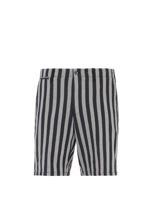 Matchesfashion.com Rag & Bone - Jacquard Stripe Herringbone Twill Bermuda Shorts - Mens - Black White