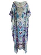 Camilla The Blue Market-print Round Neck Kaftan