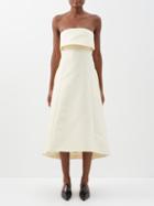 Toteme - Strapless Cotton-blend Midi Dress - Womens - Cream