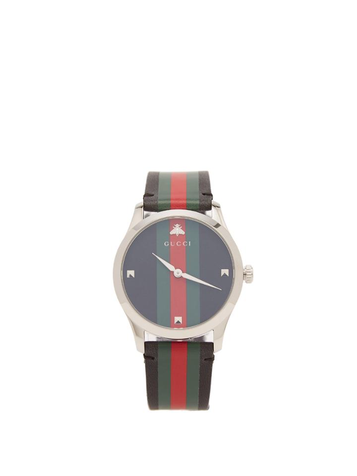 Gucci G-timeless Web Leather Watch