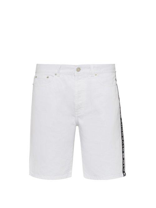 Matchesfashion.com Givenchy - Logo Taped Denim Shorts - Mens - White
