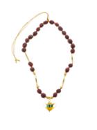 Matchesfashion.com Tohum - Cuore 24kt Gold-plated Glass-heart Necklace - Womens - Black Multi