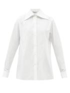 Valentino - Exaggerated-collar Cotton-poplin Shirt - Womens - White