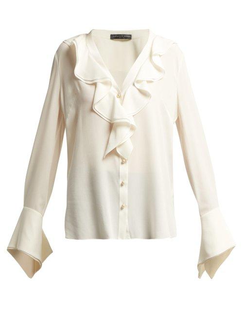 Matchesfashion.com Alexander Mcqueen - Ruffled Silk Georgette Blouse - Womens - Ivory