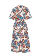 House Of Holland Cotton-barkcloth Floral-print Shirt Dress