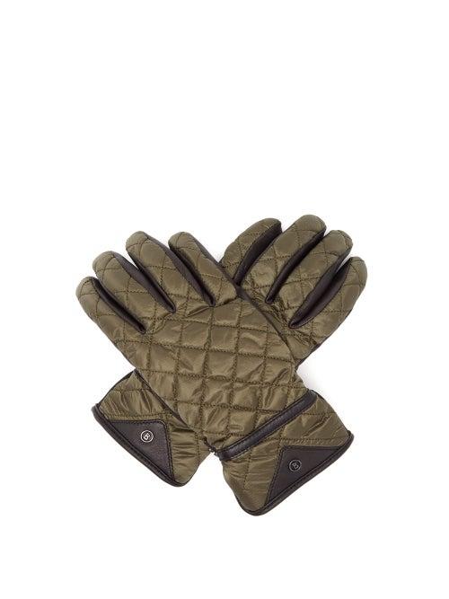 Matchesfashion.com Bogner - Agimo Quilted Technical Gloves - Womens - Dark Green