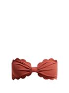 Matchesfashion.com Marysia - Antibes Scallop Edged Bandeau Bikini Top - Womens - Dark Pink