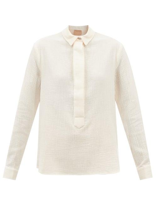 Albus Lumen - Ferias Cotton-muslin Shirt - Womens - Cream