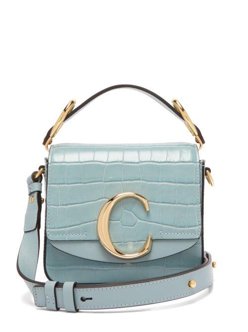 Matchesfashion.com Chlo - The C Mini Crocodile Effect Leather Cross Body Bag - Womens - Blue