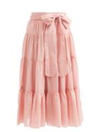 Loup Charmant - Demeter Tiered Organic-cotton Midi Skirt - Womens - Pink