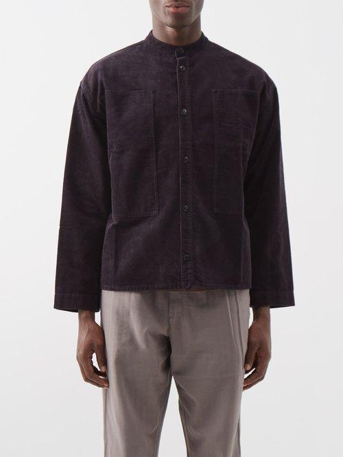 Ymc - Hawkeye Collarless Corduroy Overshirt - Mens - Black