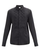 Matchesfashion.com Bottega Veneta - Intrecciato-plastron Poplin Shirt - Mens - Black