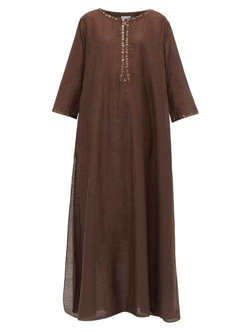 Matchesfashion.com Thierry Colson - Samia Embroidered Cotton-blend Kaftan - Womens - Brown