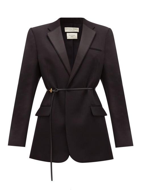 Matchesfashion.com Bottega Veneta - Oversized Grain De Poudre Tuxedo Jacket - Womens - Black