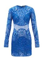Tom Ford - Leopard Chantilly-lace Mini Dress - Womens - Blue