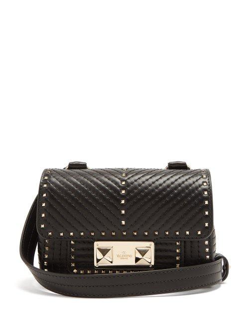 Matchesfashion.com Valentino - Ziggystud Small Quilted Leather Shoulder Bag - Womens - Black
