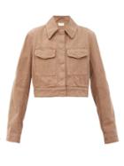 Matchesfashion.com Lemaire - Cropped Garment-dyed Denim Jacket - Womens - Light Brown