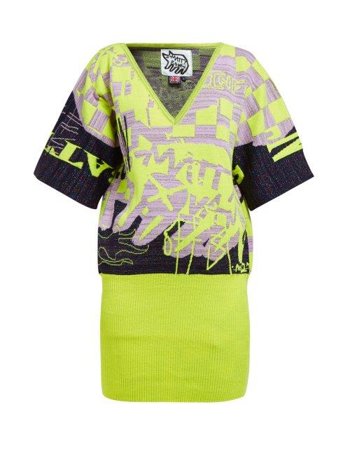 Matchesfashion.com Matty Bovan - Knitted Abstract Jacquard Top - Womens - Multi