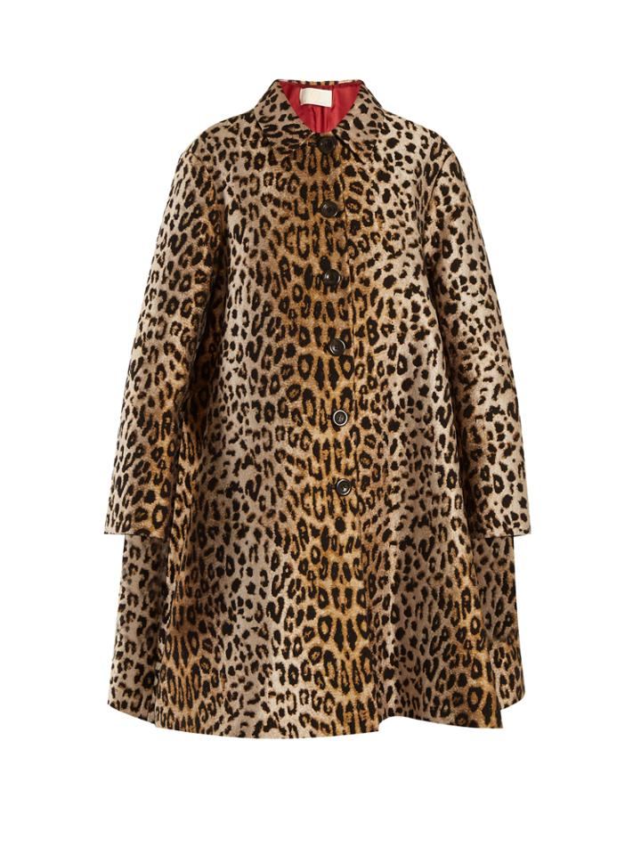 Sara Battaglia Leopard-print Brocade Coat