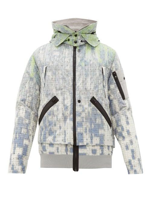 Matchesfashion.com Stone Island Shadow Project - Grid Tie Dye Wool Blend Ripstop Down Jacket - Mens - Green