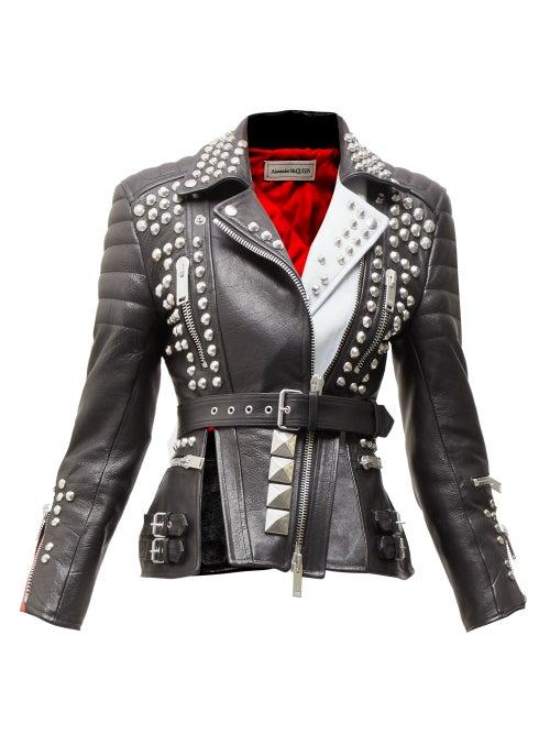 Matchesfashion.com Alexander Mcqueen - Studded Leather Biker Jacket - Womens - Black Multi