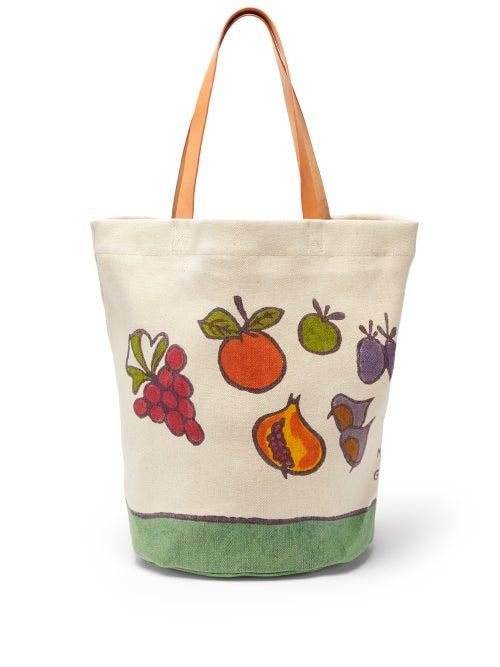 Matchesfashion.com Mansur Gavriel - Pascucci Fruit-print Canvas Tote Bag - Womens - Cream Multi