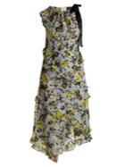 Erdem Zandra Lenten Field-print Asymmetric Silk Dress