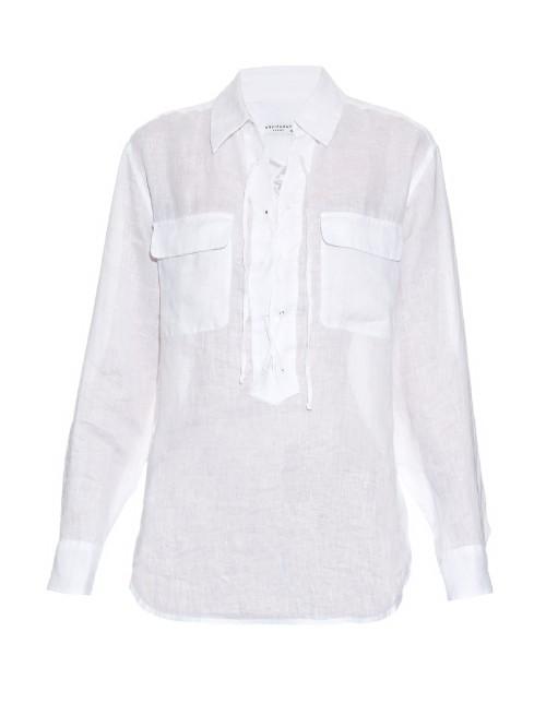 Equipment Knox Lace-up Linen Shirt