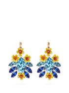 Matchesfashion.com Dolce & Gabbana - Floral Crystal Earrings - Womens - Blue