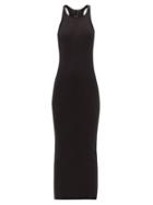 Rick Owens - Abito Ribbed Cotton Racerback Midi Dress - Womens - Black