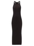 Rick Owens - Abito Ribbed Cotton Racerback Midi Dress - Womens - Black