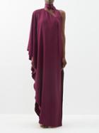 Taller Marmo - Bolkan One-shoulder Satin Gown - Womens - Burgundy