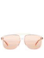Matchesfashion.com Gucci - Squared Aviator Acetate Sunglasses - Mens - Pink