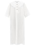 Ladies Rtw Ganni - Exaggerated-collar Organic-cotton Midi Dress - Womens - White
