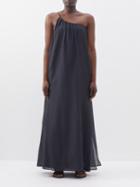 Bird & Knoll - Otto One-shoulder Cotton-blend Maxi Dress - Womens - Black