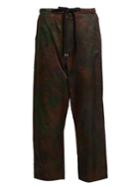 Y's By Yohji Yamamoto Tie-dye Effect Cropped Satin Trousers