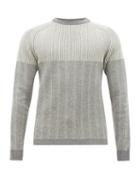 Matchesfashion.com Falke Ess - Striped Ribbed Virgin Wool Blend Sweater - Mens - Grey