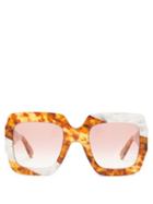 Matchesfashion.com Gucci - Square Tortoiseshell Effect Acetate Sunglasses - Womens - Tortoiseshell